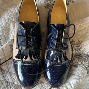 Girotti, blue/beige fringe loafers